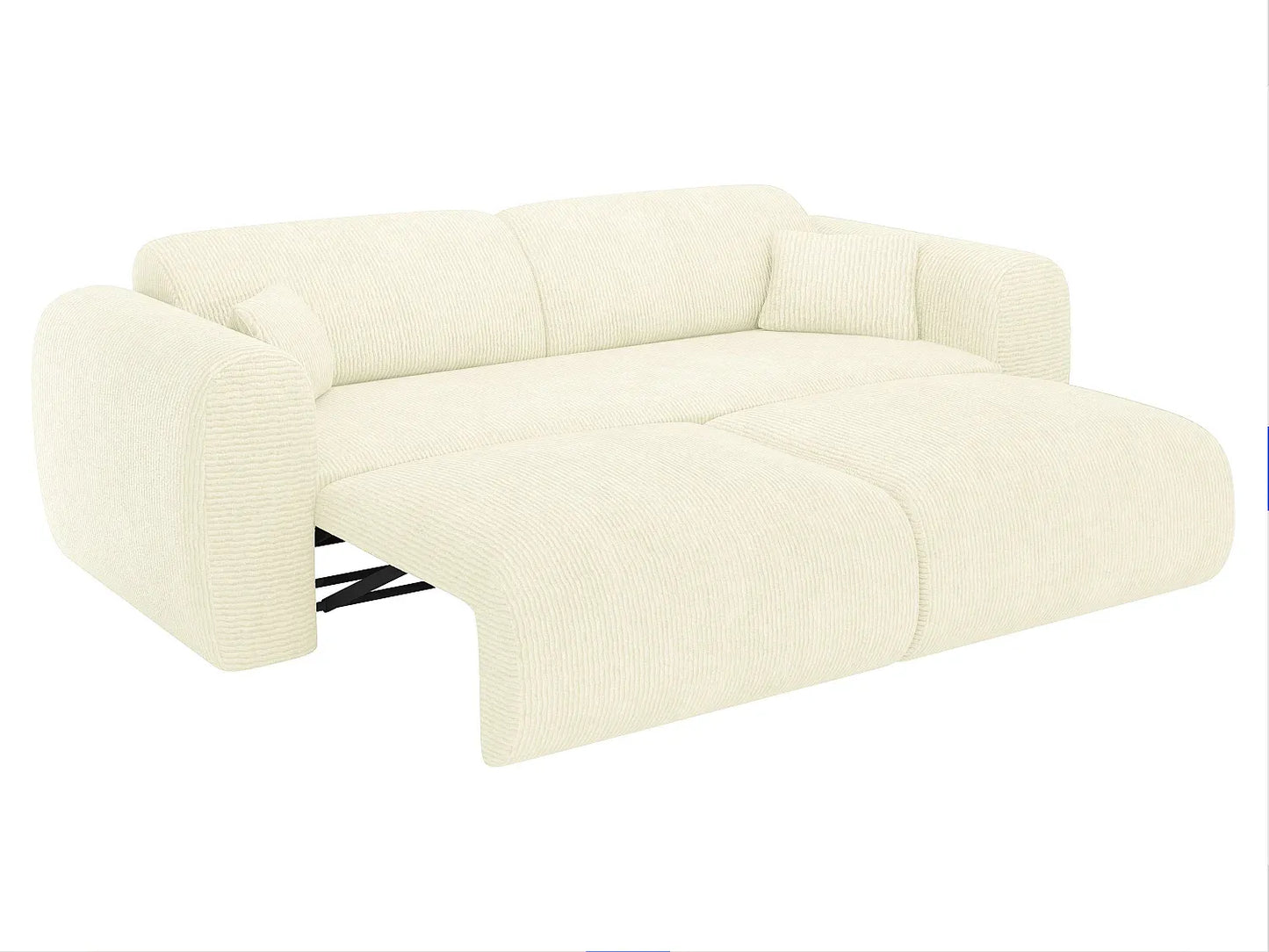Canapé Japandi Convertible Velours Côtelé  Beige 4 Places - Pogni