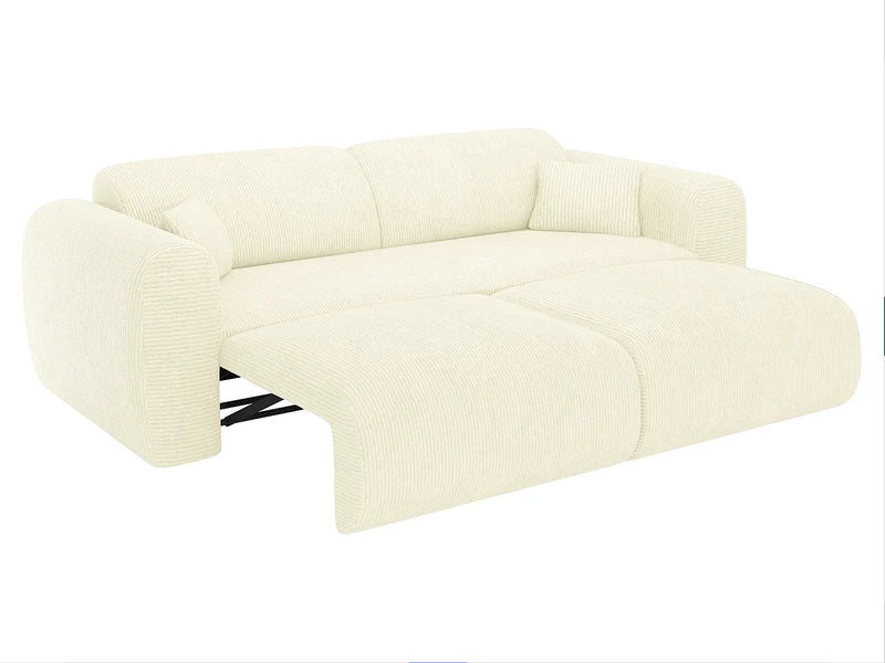 Canapé Japandi Convertible Velours Côtelé  Beige 4 Places - Pogni