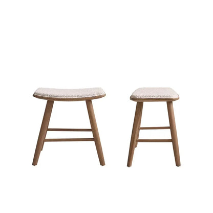 Tabourets Japandi Lot de 2 Teck Massif & Bouclette H45 – Ambre