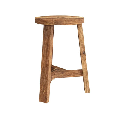 Tabouret Japandi Rond Teck Recyclé H45 – Lea