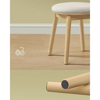 Tabouret Japandi Coiffeuse Blanc Pieds Antidérapants – Navi
