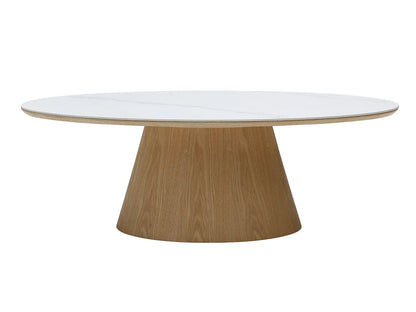 Table Basse Japandi Céramique Marbre Blanc - Antelada