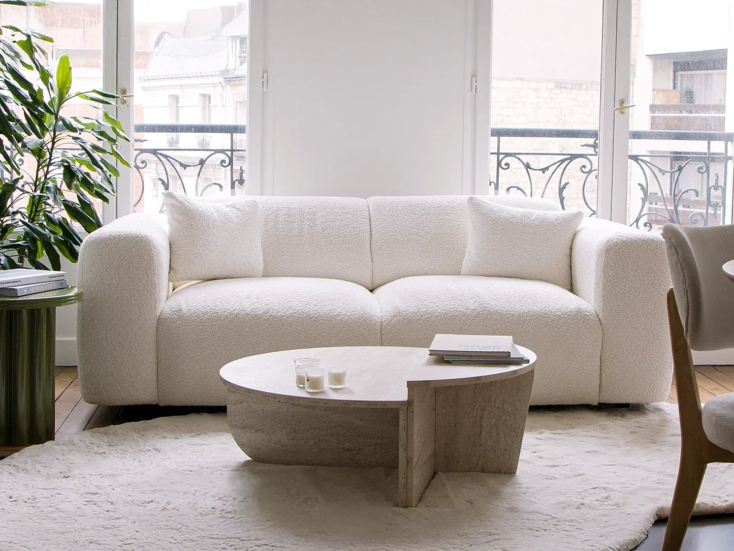 Lot de 2 Tables Basses Japandi Effet Travertin - Aloeva