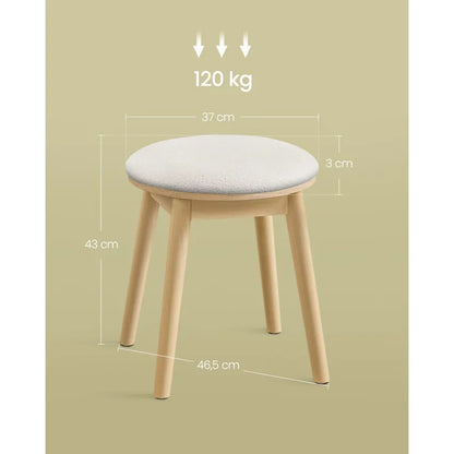 Tabouret Japandi Coiffeuse Blanc Pieds Antidérapants – Navi