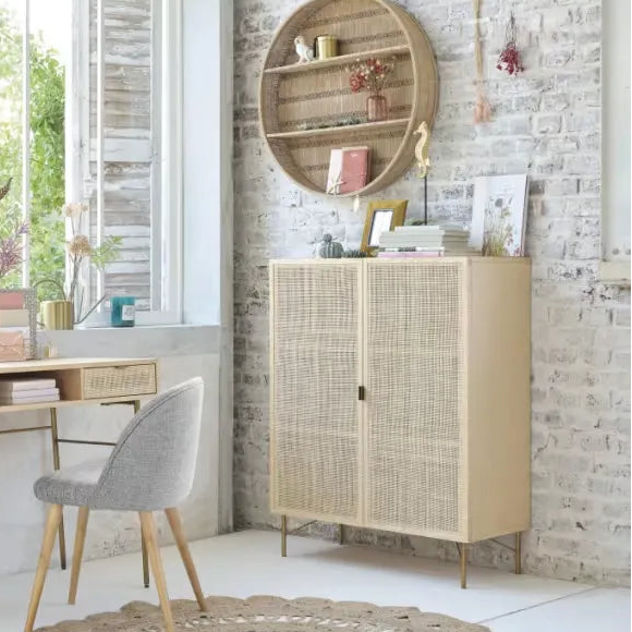 Armoire Japandi 2 Portes Cannage Rotin – Solstice