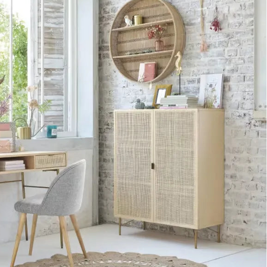 Armoire Japandi 2 Portes Cannage Rotin – Solstice