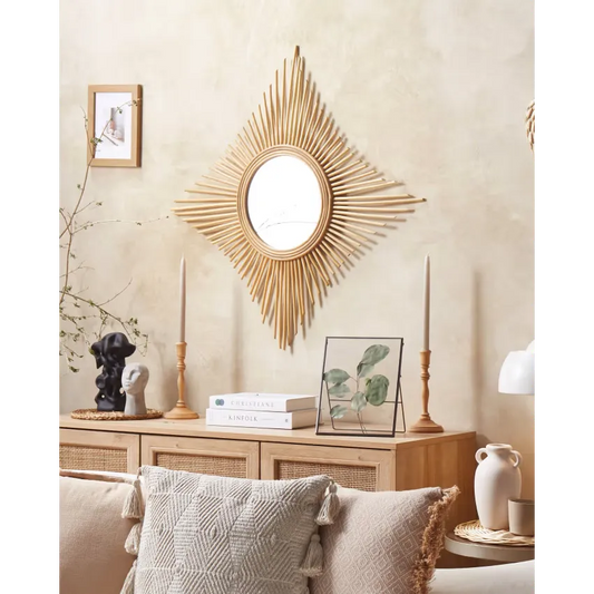 Miroir Japandi Rotin Naturel 60×60 – Majene
