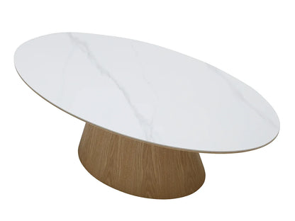 Table Basse Japandi Céramique Marbre Blanc - Antelada