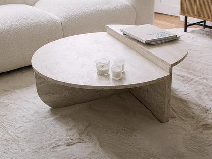Lot de 2 Tables Basses Japandi Effet Travertin - Aloeva