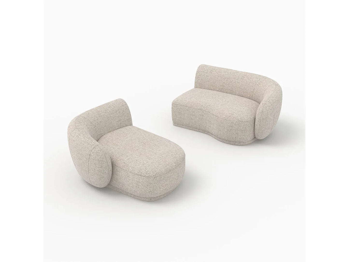 Canapé Japandi Arrondi Modulable Beige 4 Places - Nova