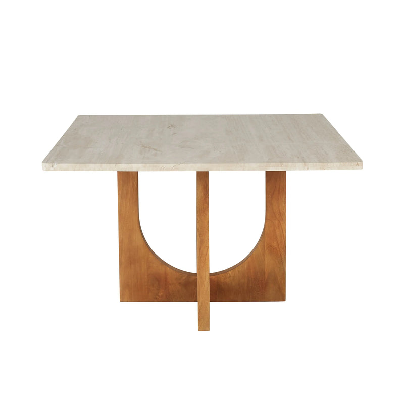 Table Japandi Carrée Travertin & Manguier – Travine