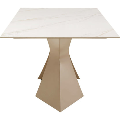 Table Japandi Rectangulaire Grès Blanc & Acier Beige – Gloria