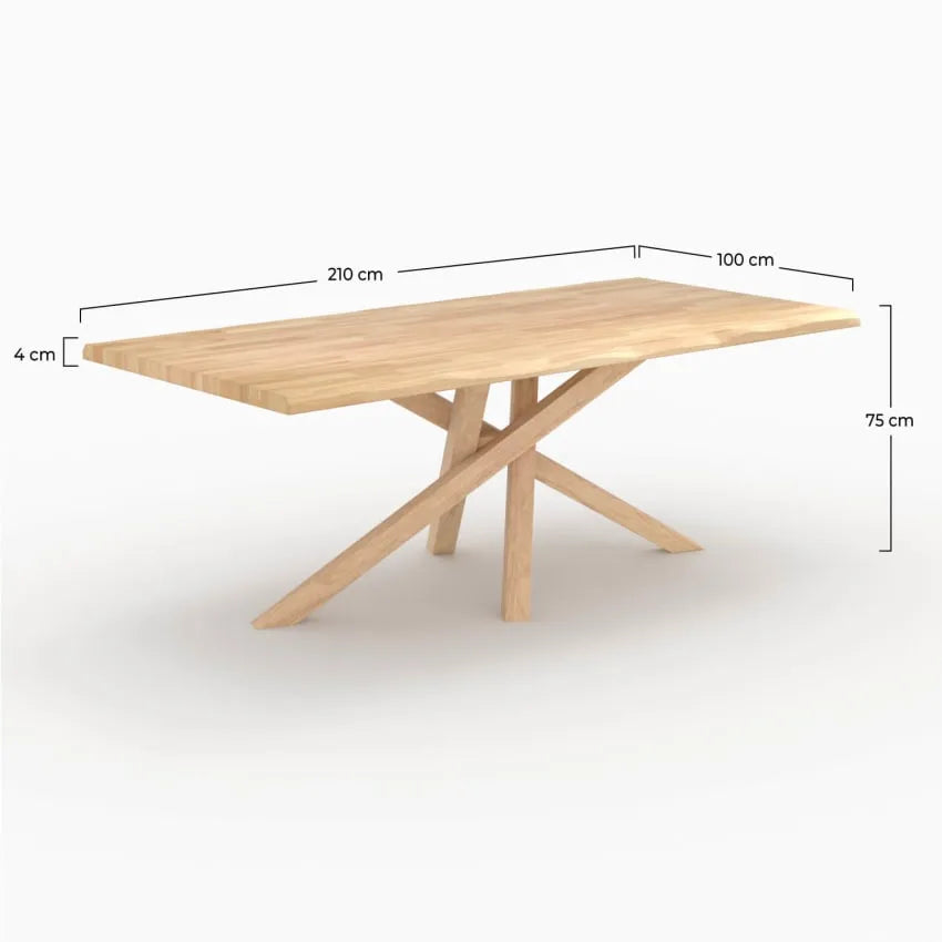 Table Japandi Rectangulaire Hévéa Massif Foncé – Robin