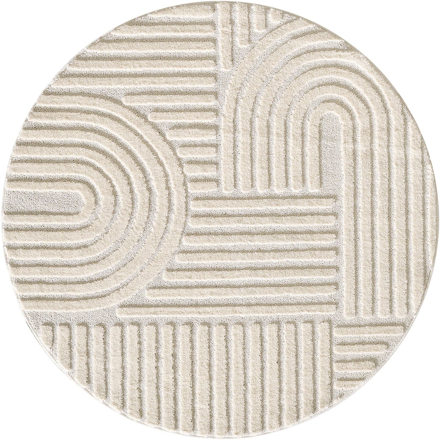 Tapis Japandi Relief Géométrique Rond – Turin