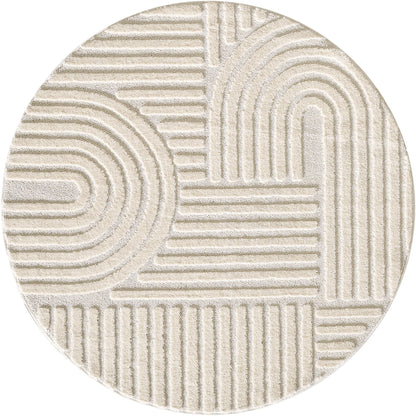 Tapis Japandi Relief Géométrique Rond – Turin