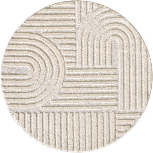 Tapis Japandi Relief Géométrique Rond – Turin