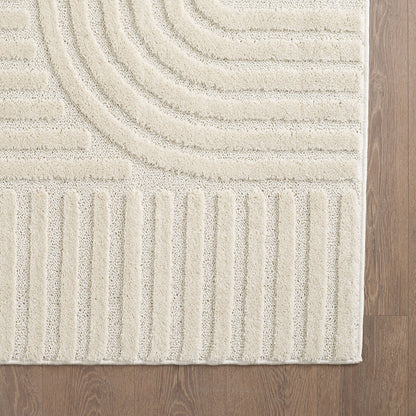 Tapis Japandi Relief Géométrique Rond – Turin