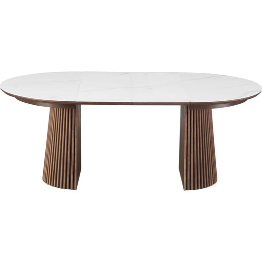 Table Japandi Ronde Extensible Céramique Effet Marbre – Ada