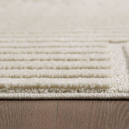 Tapis Japandi Relief Géométrique Rond – Turin