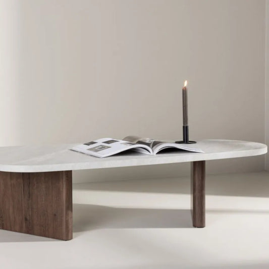 Table basse Japandi Design Effet Marbre Blanc – Gronvik