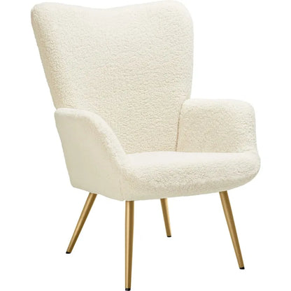 Fauteuil Japandi Bouclette Ergonomique Crème Or – Hygge