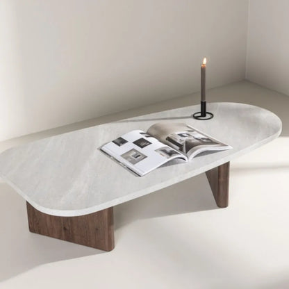 Table basse Japandi Design Effet Marbre Blanc – Gronvik
