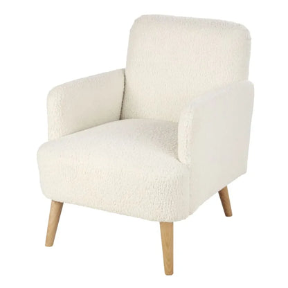 Fauteuil Japandi Bouclette Blanche & Hêtre – Honey