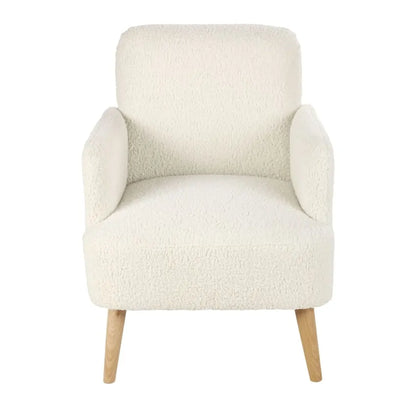 Fauteuil Japandi Bouclette Blanche & Hêtre – Honey