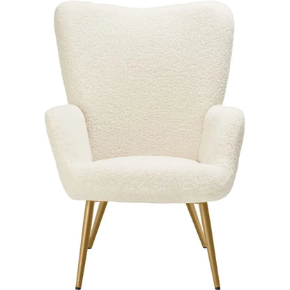 Fauteuil Japandi Bouclette Ergonomique Crème Or – Hygge