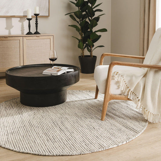 Tapis Japandi Rond Laine Beige Noir – Rocco