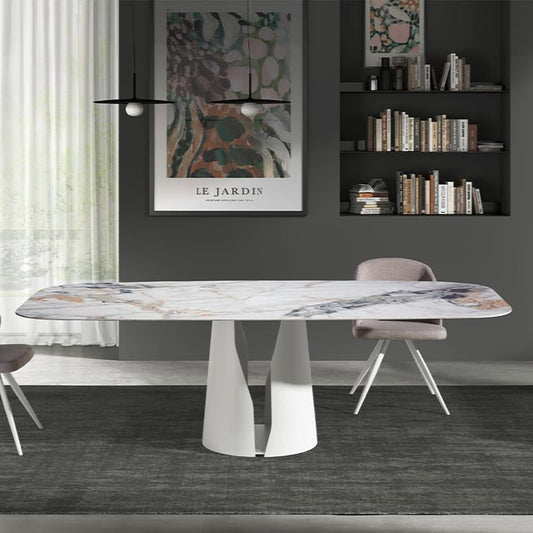Table Japandi Ovale Marbre Porcelaine – Baril