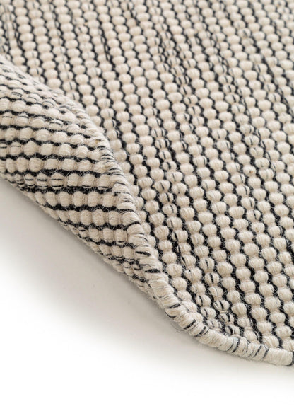 Tapis Japandi Rond Laine Beige Noir – Rocco