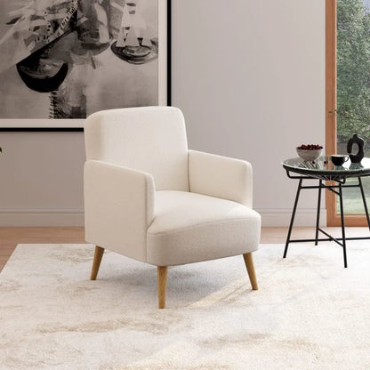 Fauteuil Japandi Bouclette Blanche & Hêtre – Honey