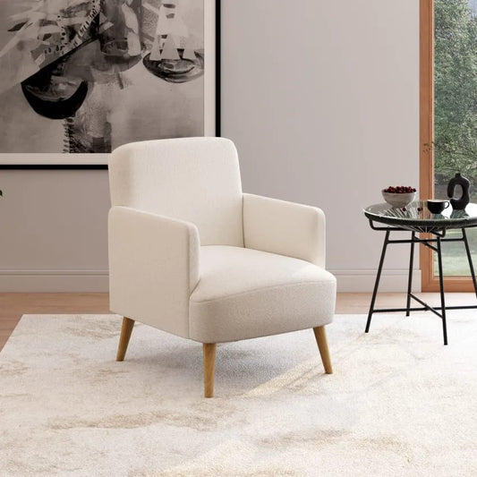 Fauteuil Japandi Bouclette Blanche & Hêtre – Honey