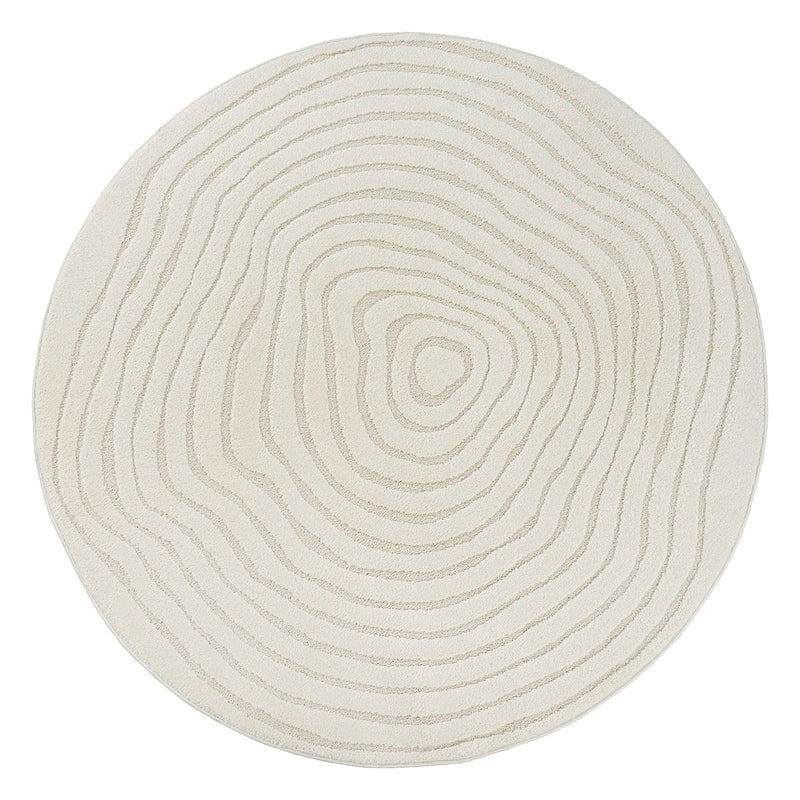 Tapis Japandi Rond Relief Crème – Everest
