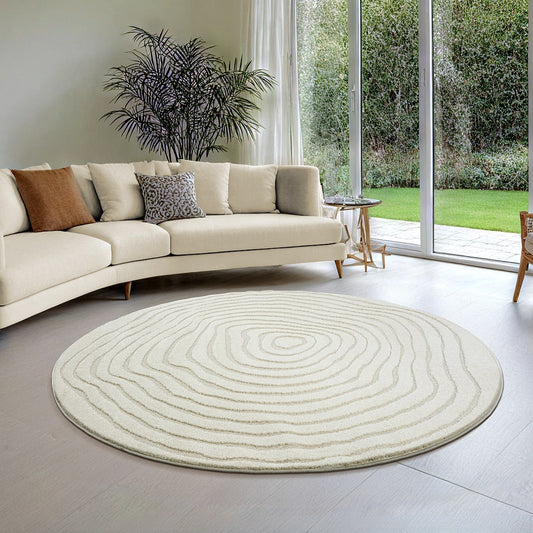 Tapis Japandi Rond Relief Crème – Everest