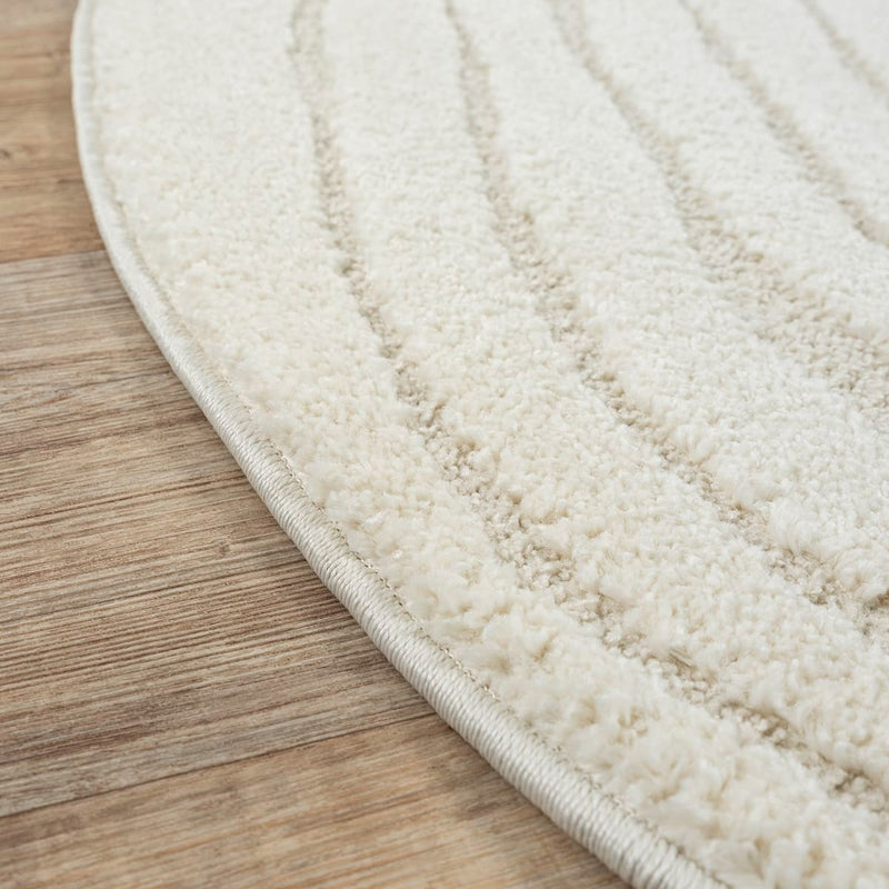 Tapis Japandi Rond Relief Crème – Everest