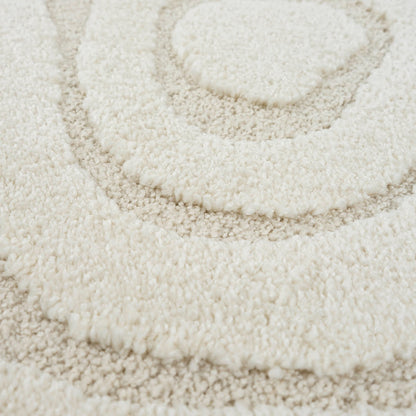 Tapis Japandi Rond Relief Crème – Everest