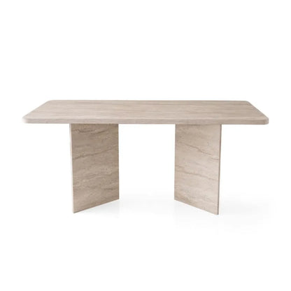 Table Japandi Rectangulaire Effet Travertin – Travertin