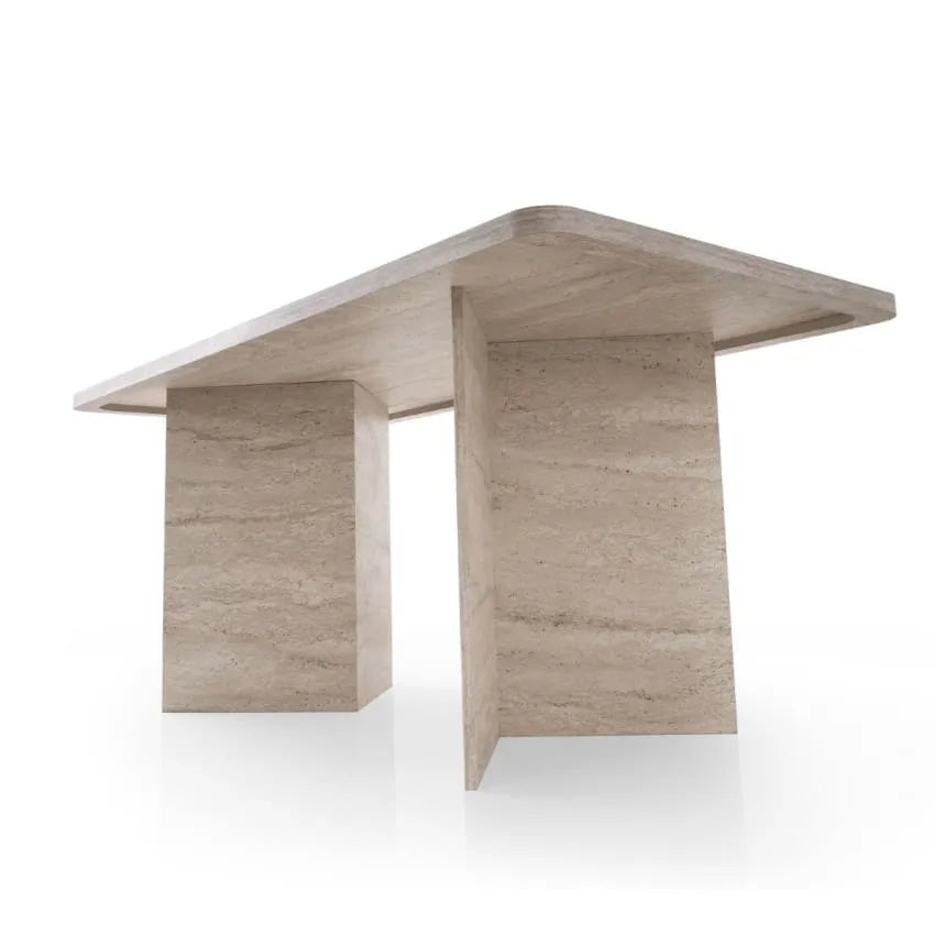 Table Japandi Rectangulaire Effet Travertin – Travertin