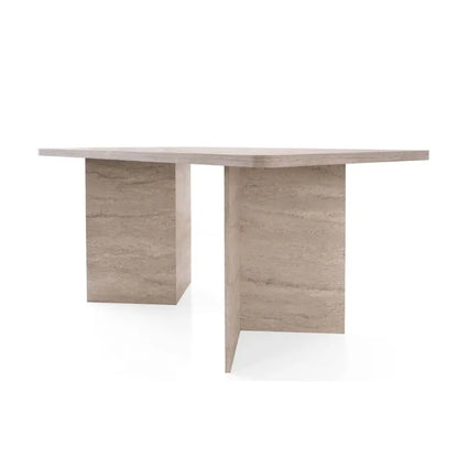 Table Japandi Rectangulaire Effet Travertin – Travertin