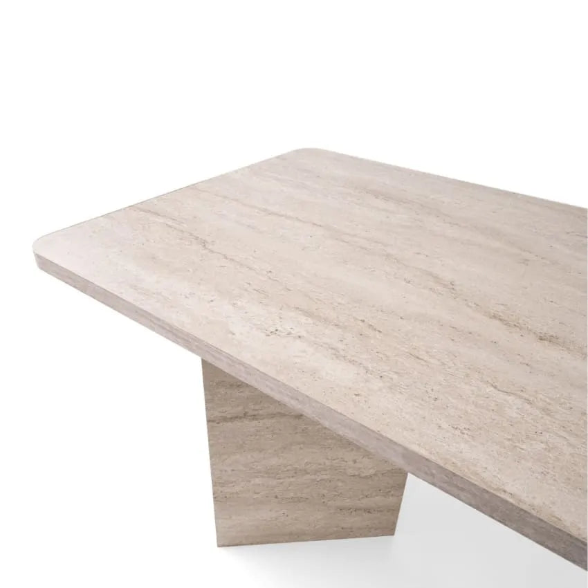 Table Japandi Rectangulaire Effet Travertin – Travertin