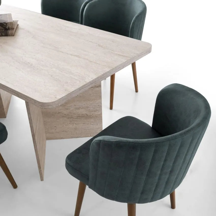 Table Japandi Rectangulaire Effet Travertin – Travertin