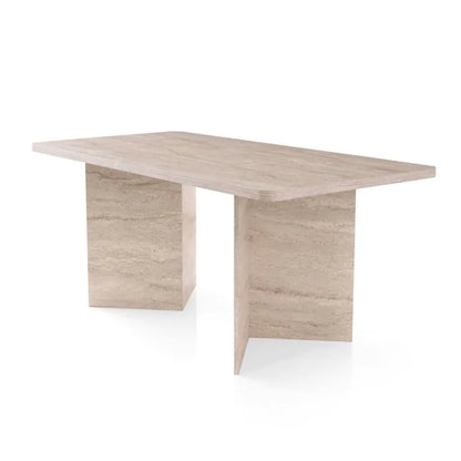 Table Japandi Rectangulaire Effet Travertin – Travertin