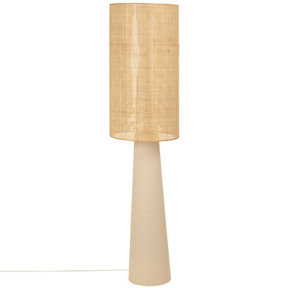 Lampadaire Japandi en papier et abat-jours polyester recyclé beige H141 – Kata