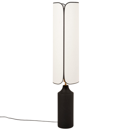 Lampadaire Japandi en céramique noire et abat-jour en polyester recyclé H140 - Nate