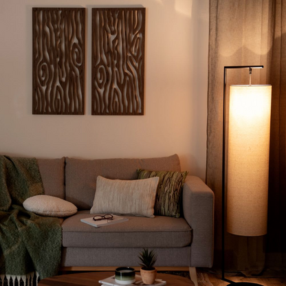 Lampadaire Japandi métal noir abat-jour beige H151 – Omari
