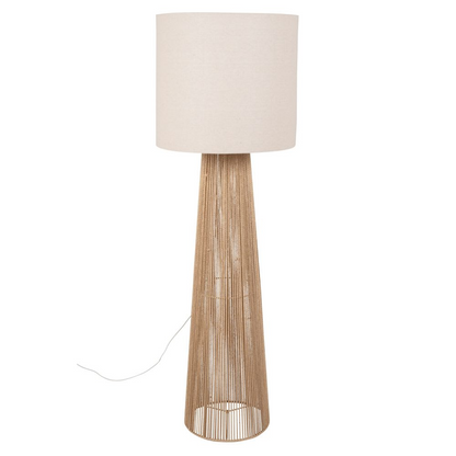 Lampadaire en papier Japandi avec abat-jours polyester recyclé beige H141 – Kata