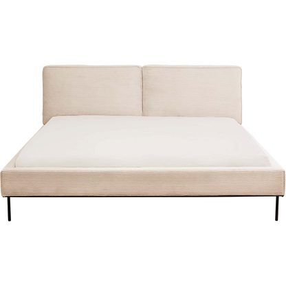 Lit 160x200 Japandi en polyester côtelé crème – East side cord