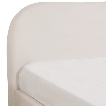 Lit Coffre Japandi 180x200 cm Velours Beige avec Tête de Lit – Suzon